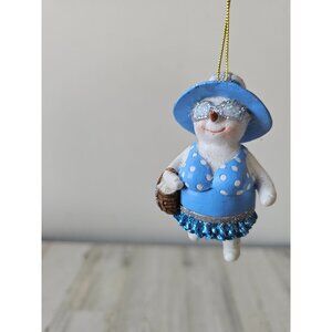 Glitter snowman beach bikini ornaments blue sparkle Xmas tree